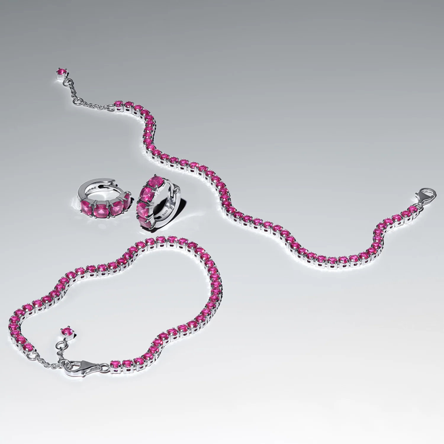 Pandora Timeless 925 Sterling Silver Sparkling Pink Tennis Bracelet 591469C04-18 - Image 3