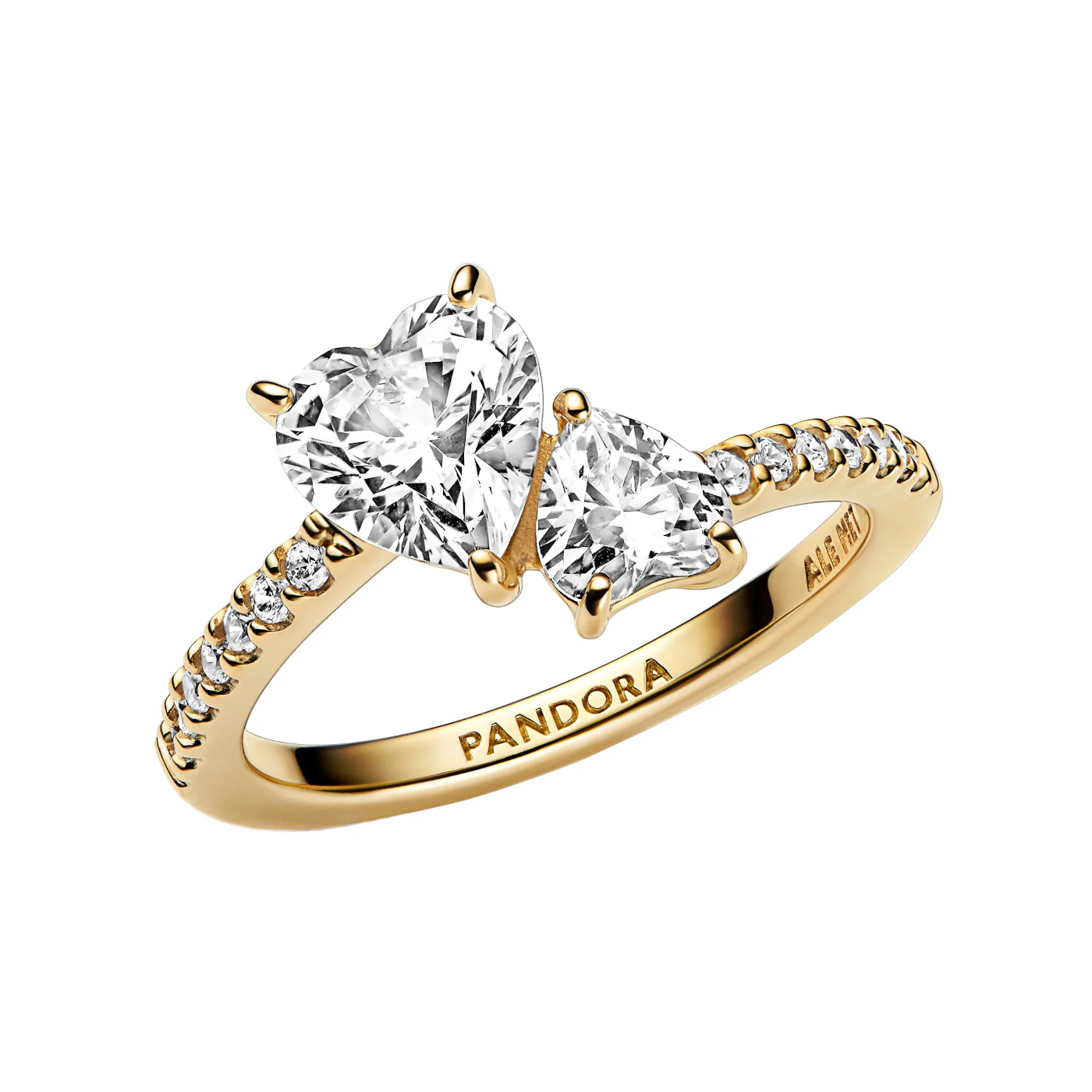 Pandora Timeless Double Heart Sparkling Ring 161198C01-58 with 14K Gold Plating - Image 4