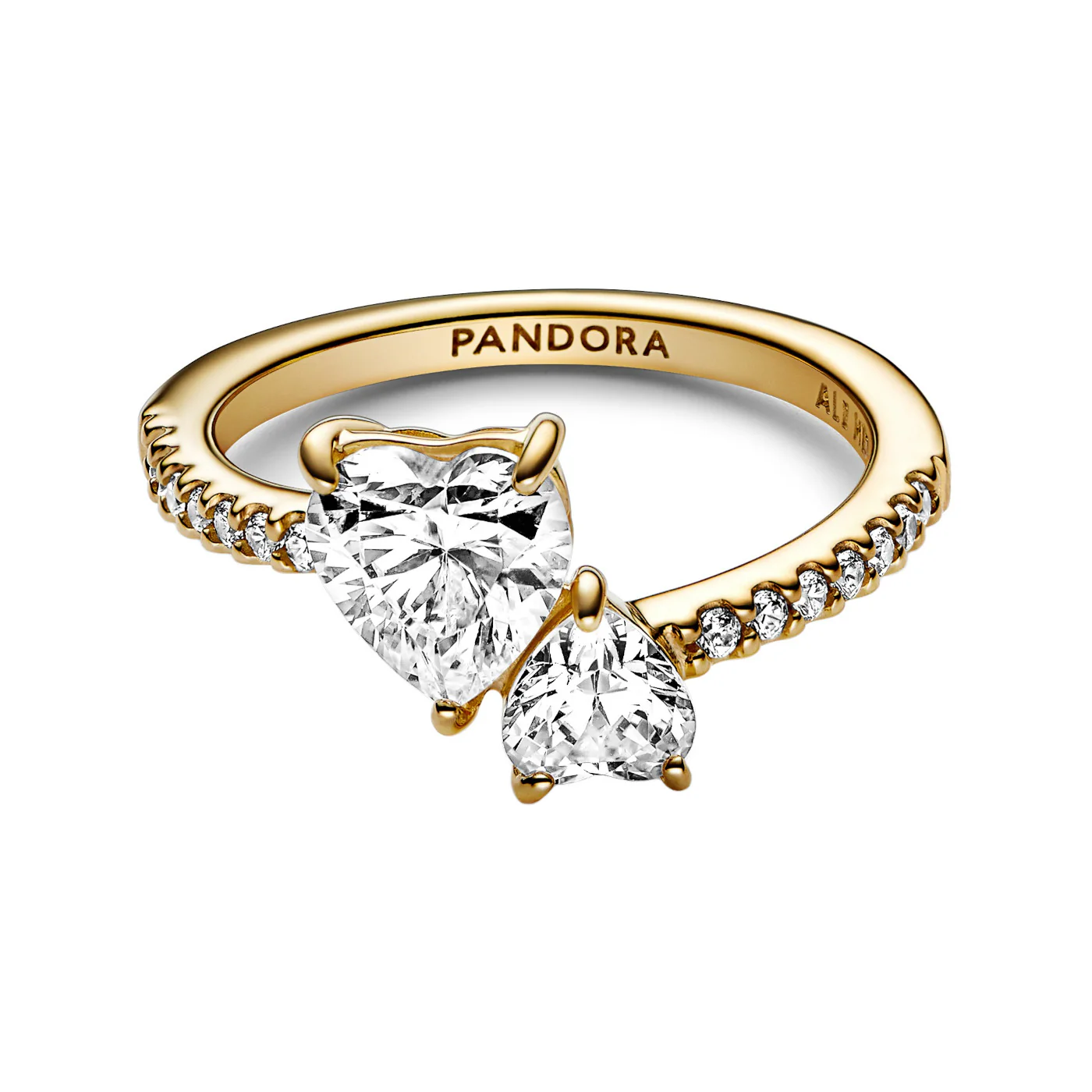 Pandora Timeless Double Heart Sparkling Ring 161198C01-58 with 14K Gold Plating - Image 5