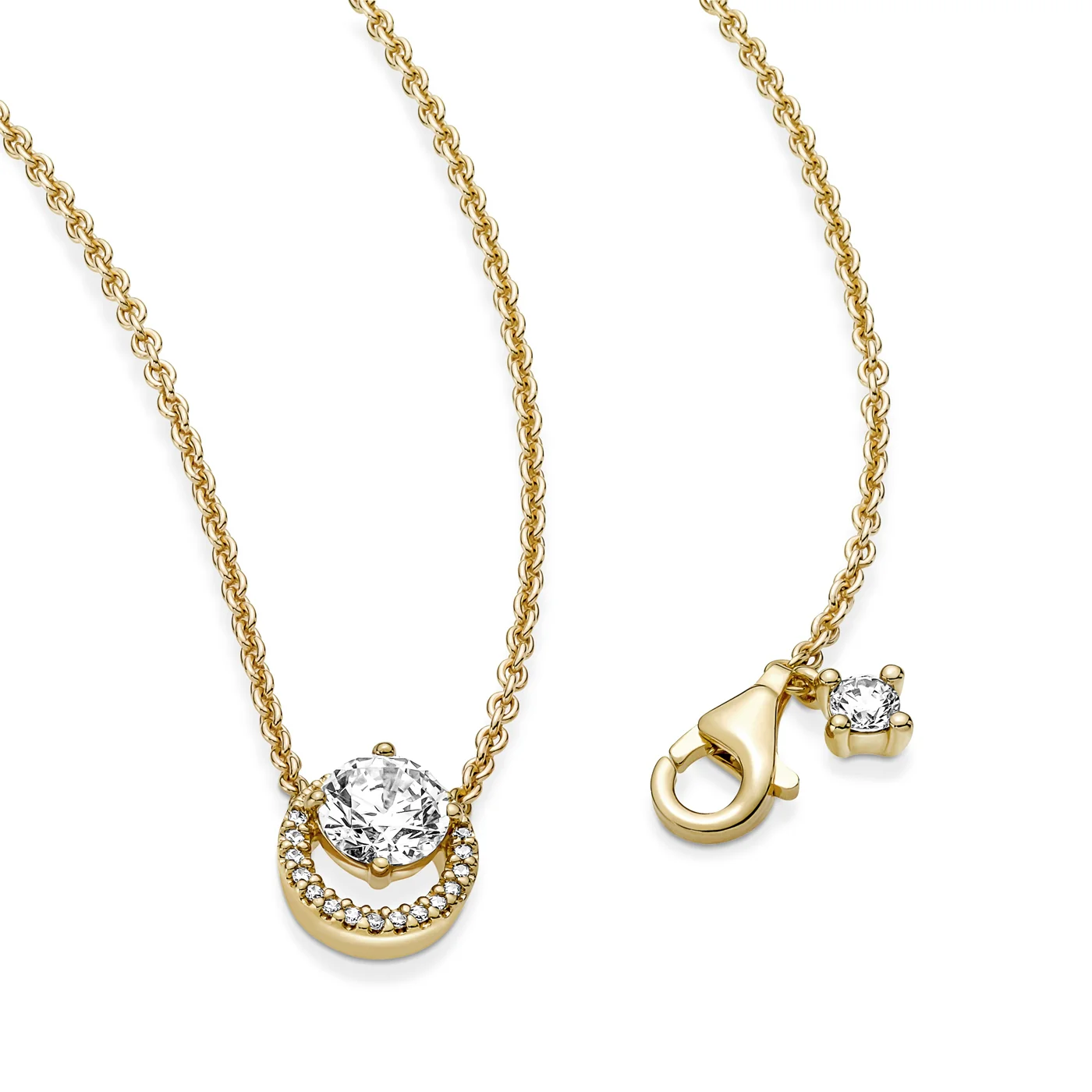 Pandora Timeless Gold-coloured Sparkling Round Halo Necklacewith14 Carat Gold Plating 361174C01-45 (Length: 45.00 cm) - Image 6