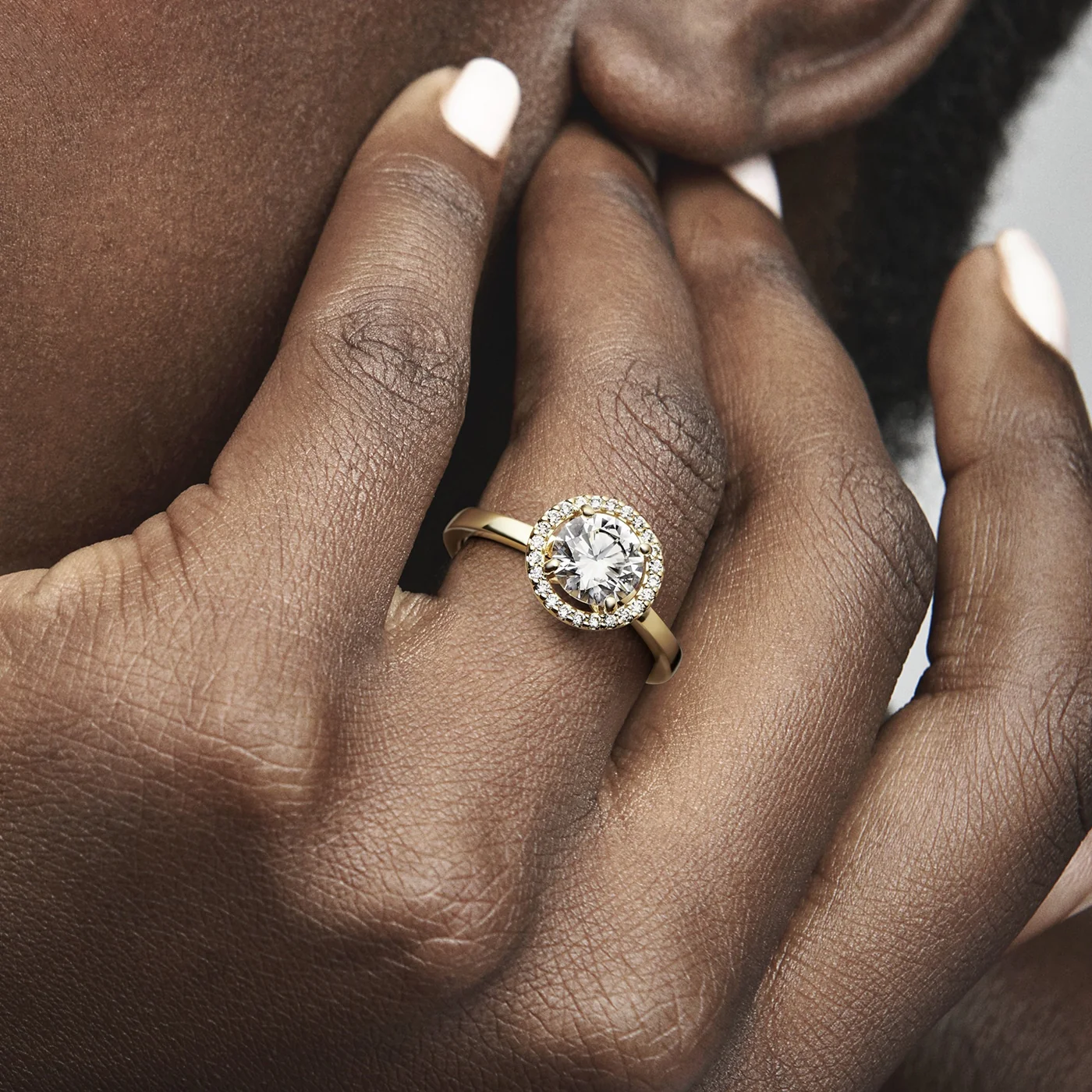 Pandora Timeless Gold-coloured Sparkling Round Halo Ring with 14 Carat Gold Plating 161234C01-52 - Image 3