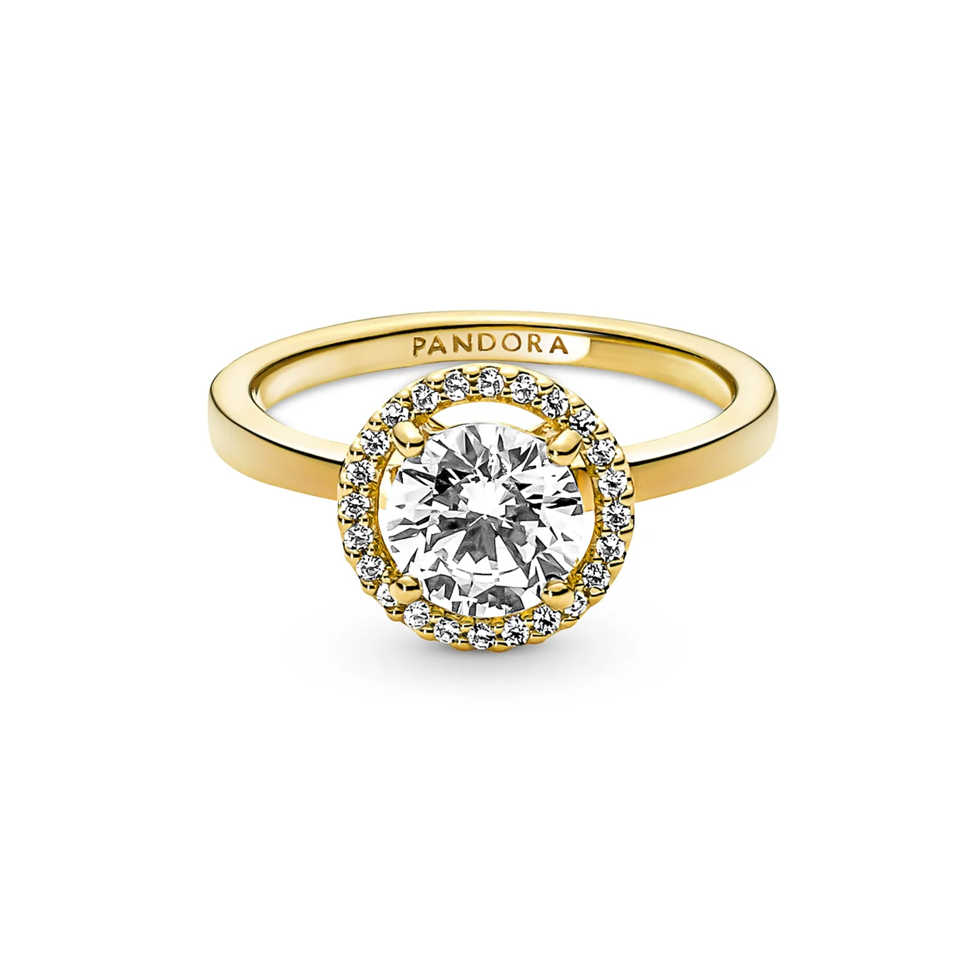 Pandora Timeless Gold-coloured Sparkling Round Halo Ring with 14 Carat Gold Plating 161234C01-52 - Image 4