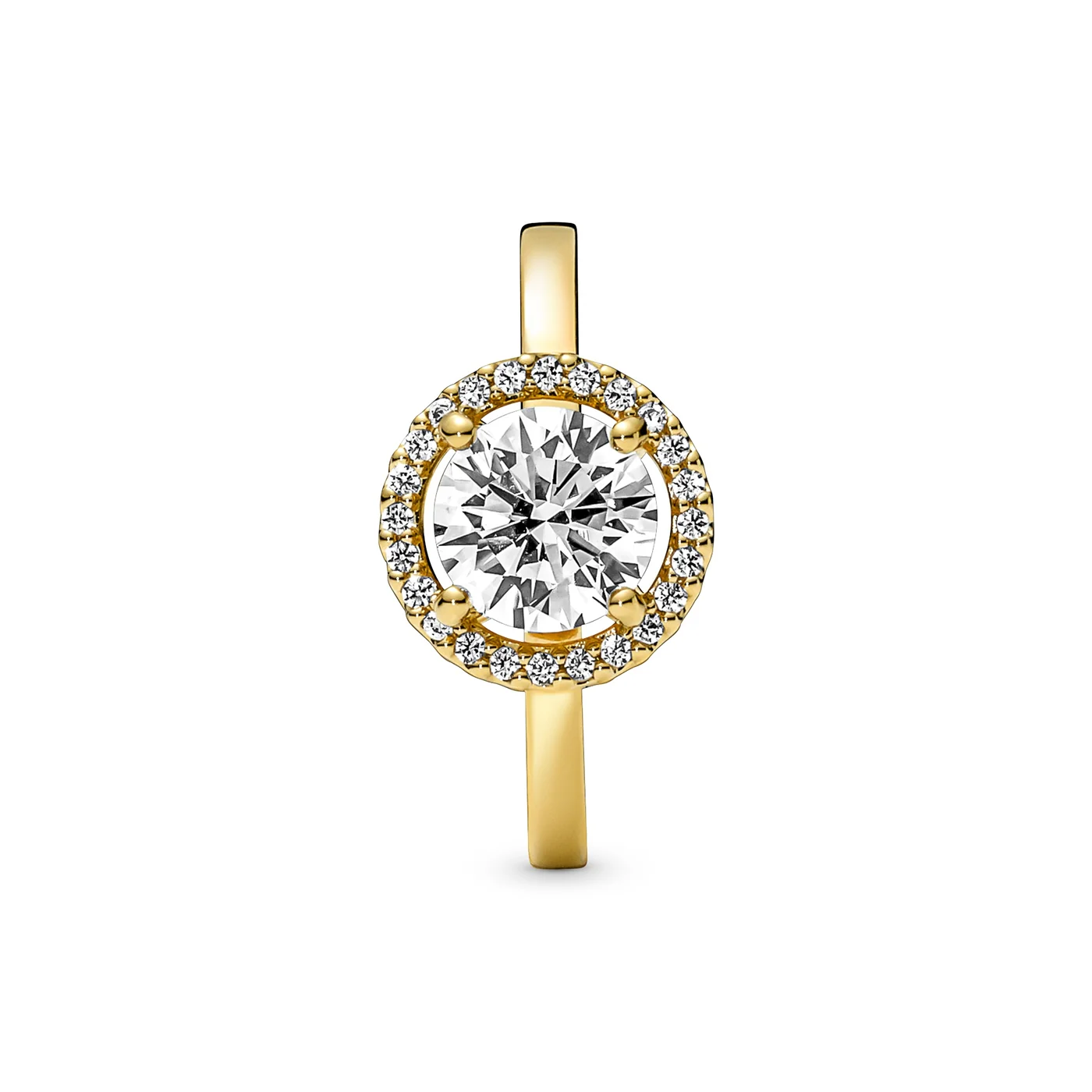 Pandora Timeless Gold-coloured Sparkling Round Halo Ring with 14 Carat Gold Plating 161234C01-52 - Image 5