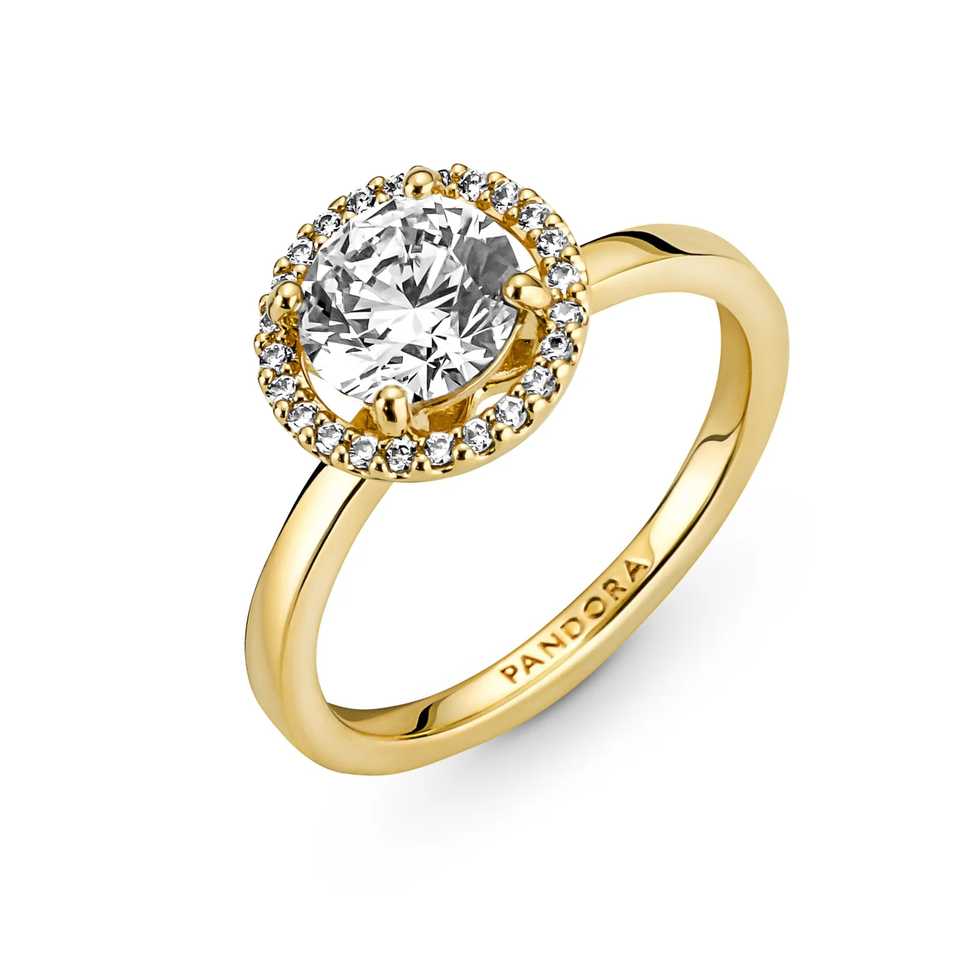 Pandora Timeless Gold-coloured Sparkling Round Halo Ring with 14 Carat Gold Plating 161234C01-52 - Image 6