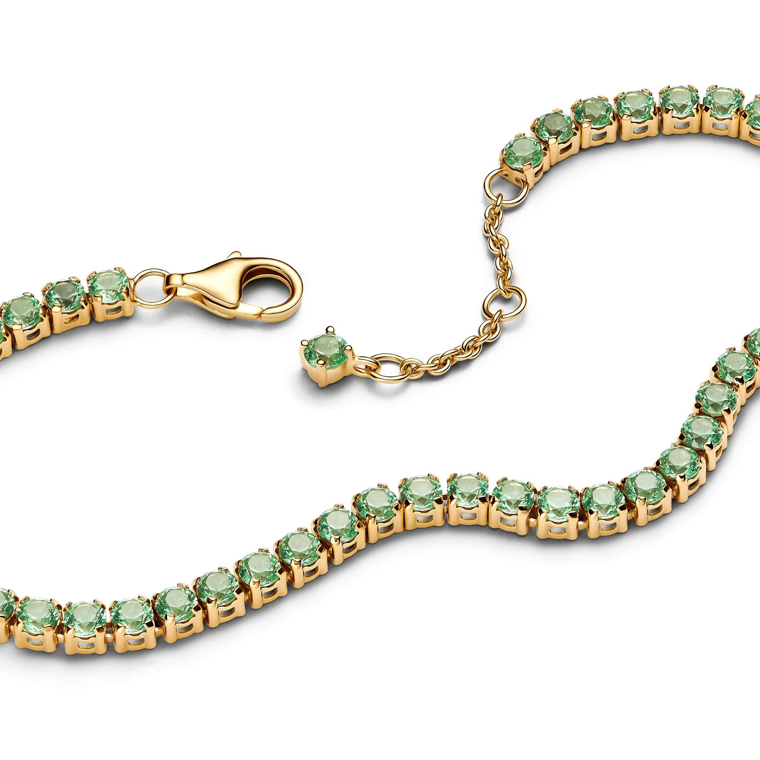 Pandora Timeless Gold Plated Sparkling Green Tennis Bracelet 561469C02-18 - Image 2