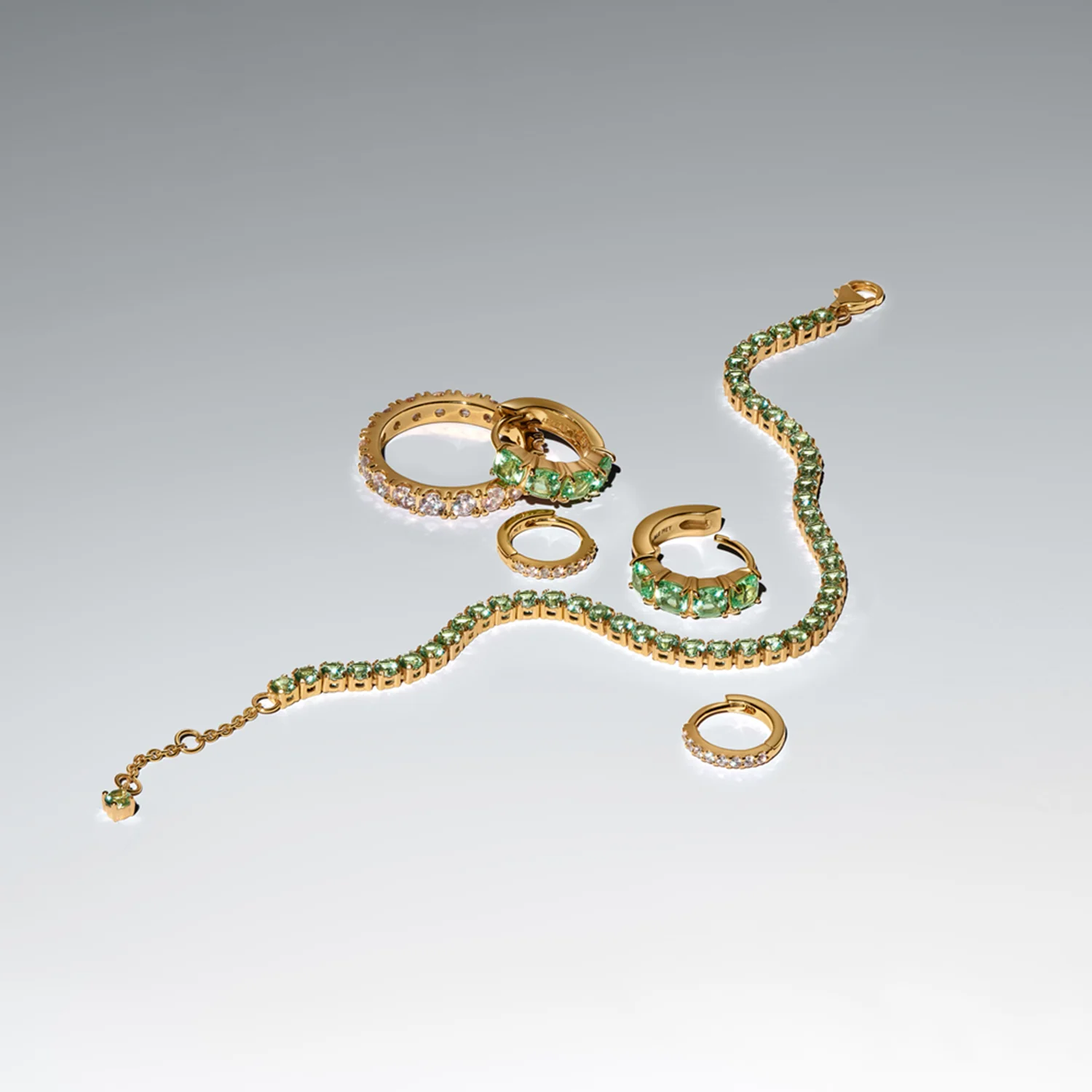 Pandora Timeless Gold Plated Sparkling Green Tennis Bracelet 561469C02-18 - Image 3