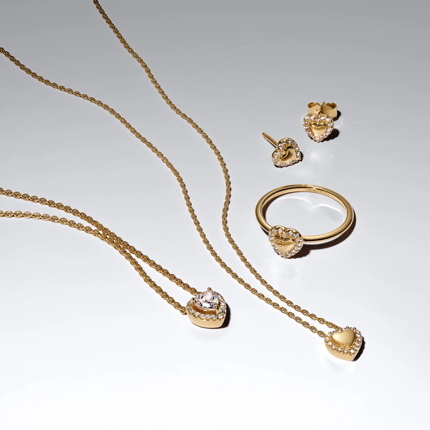 Pandora Timeless Gold Plated Sparkling Heart Halo Necklace 364364C01-45 - Image 3
