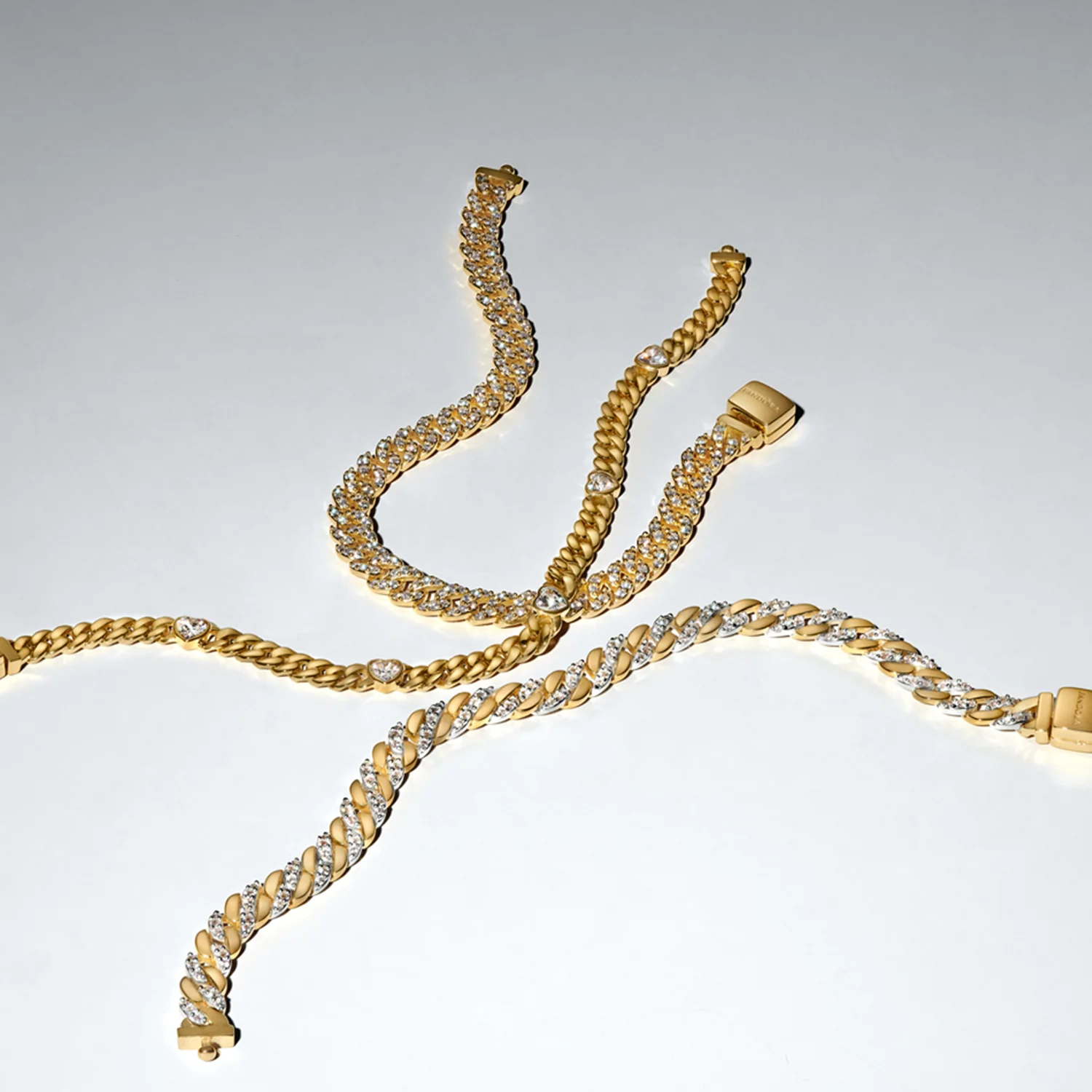 Pandora Timeless Gold Plated Two-tone Pavé Cuban Chain Bracelet 564229C01-18 - Image 3