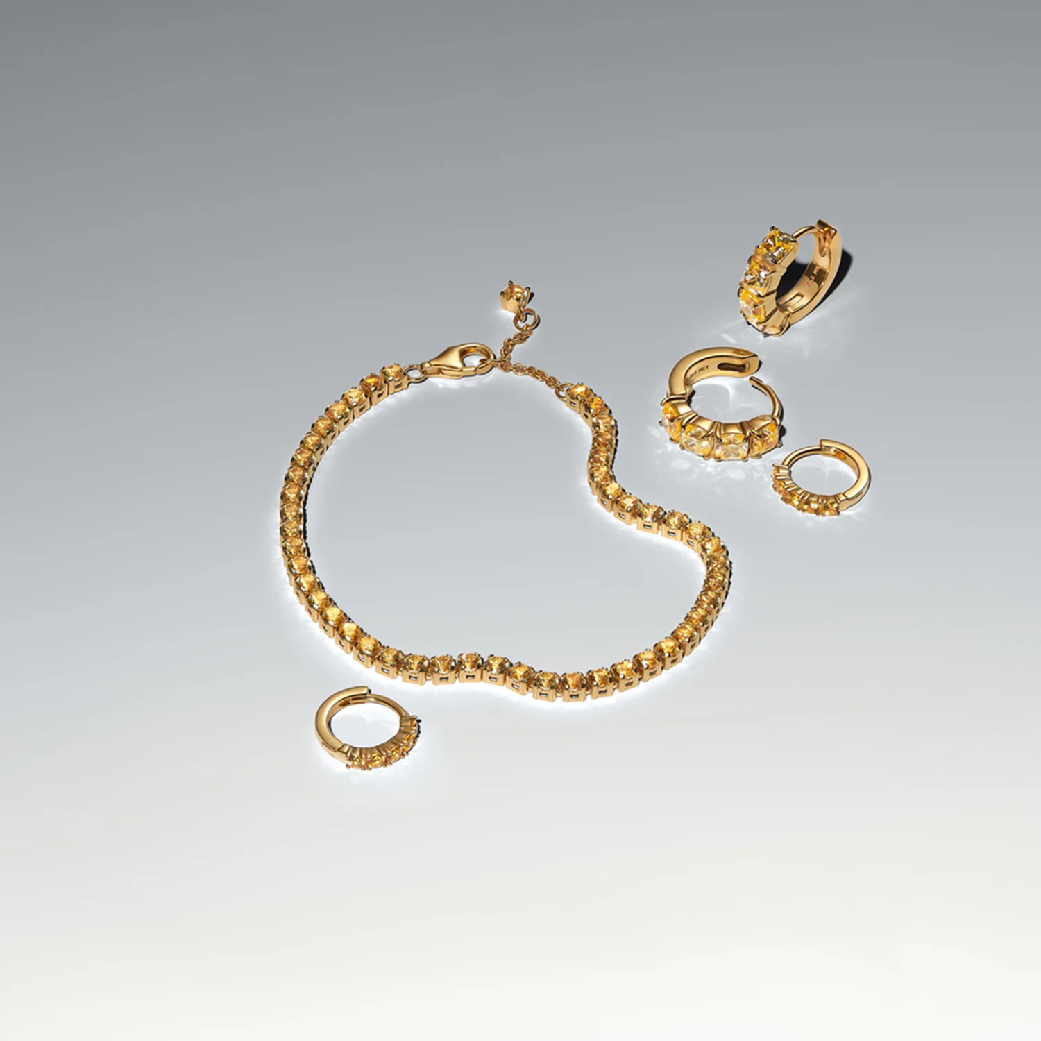 Pandora Timeless Gold Plated Yellow Hoop Earrings 263851C02 - Image 3