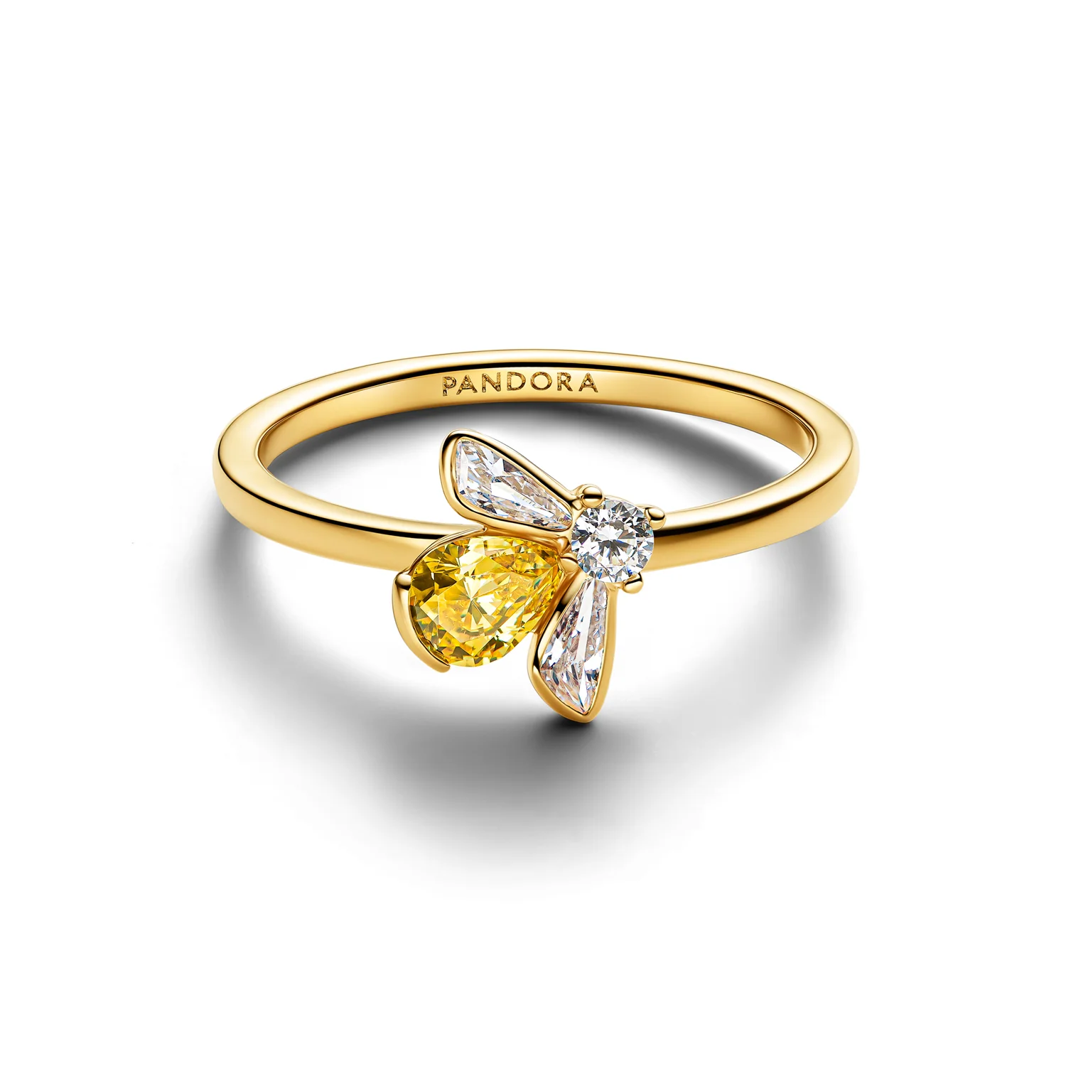Pandora Timeless Gold Plated Zirconia Yellow Honey Bee Ring 164562C01-50 - Image 3