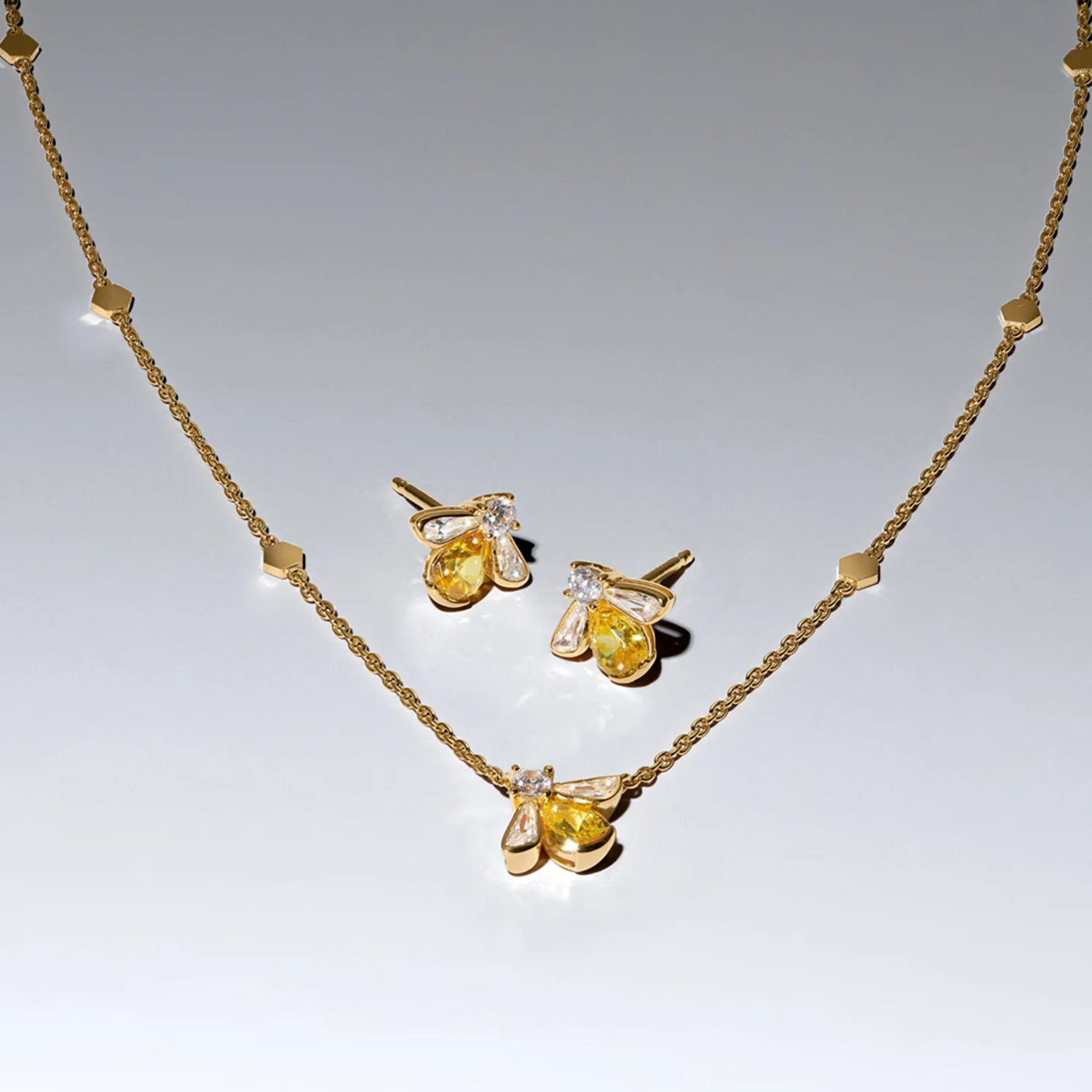 Pandora Timeless Gold Plated Zirconia Yellow Honey Bee Stud Earrings 264559C01 - Image 2