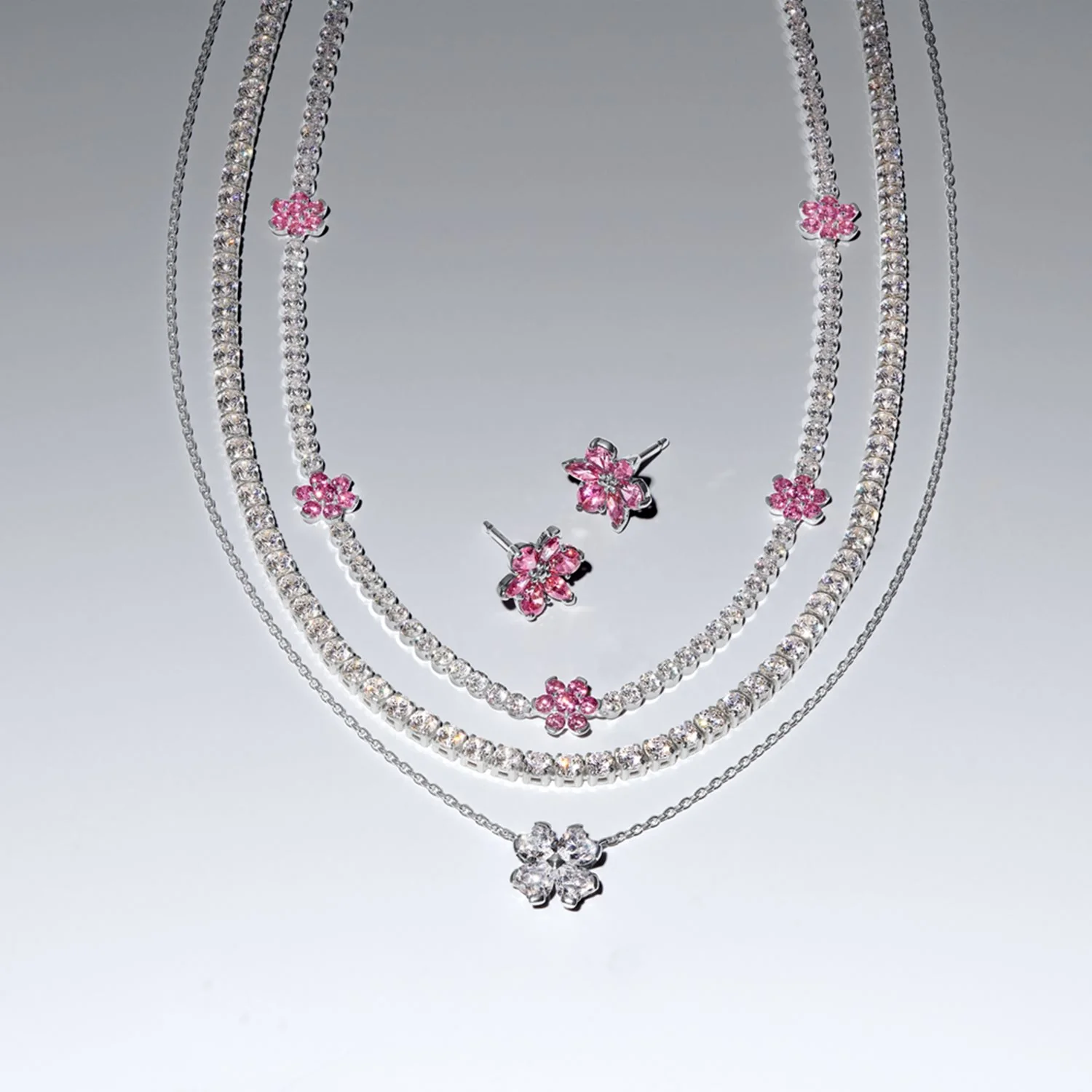 Pandora Timeless Pink Flower Tennis Necklace 394561C01-40 - Image 2