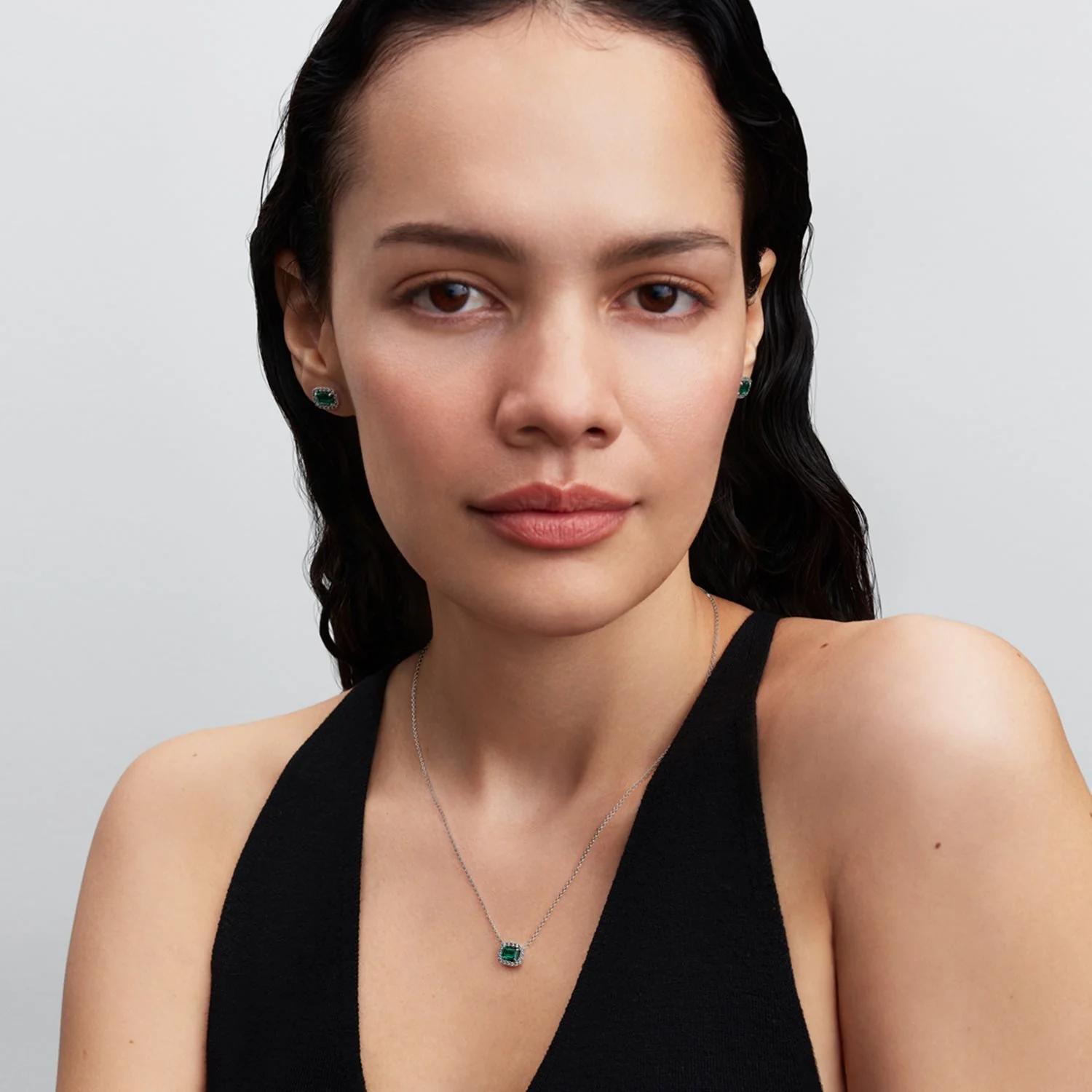 Pandora Timeless Rectangular Sparkling Green Halo Pendant Necklace 394503C01-45 - Image 2