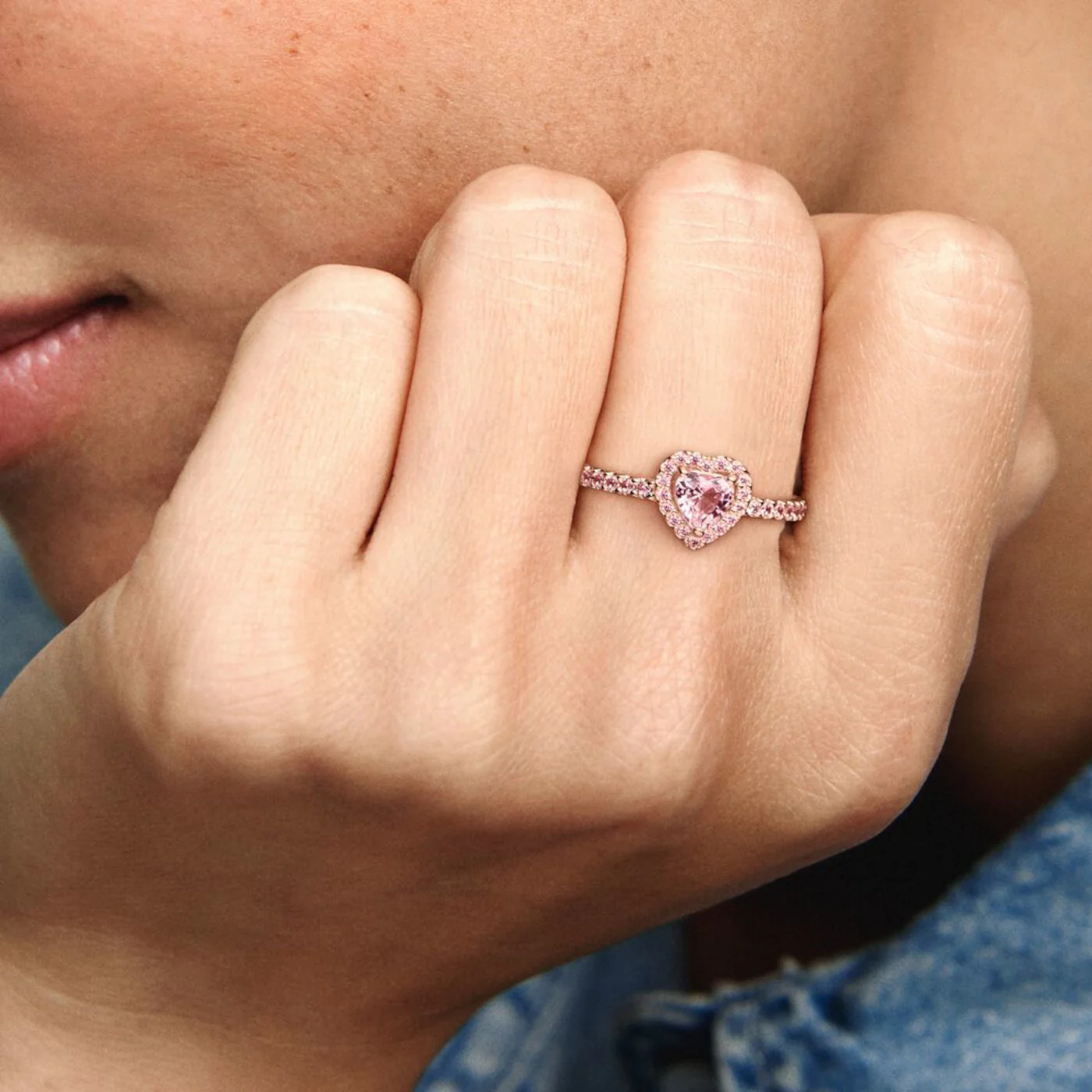 Pandora Timeless Sparkling Elevated Heart Ring 188421C04-56 - Image 3