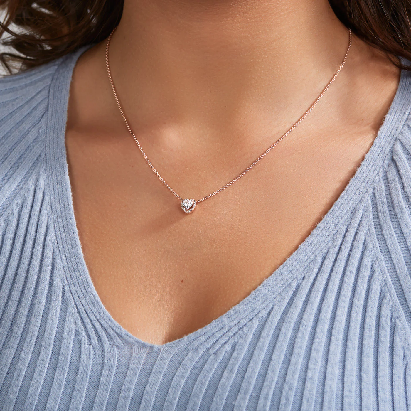 Pandora Timeless Sparkling Heart Necklacewith14 Carat RoseGold Plating 388425C01-45 (Length: 45.00 cm) - Image 3