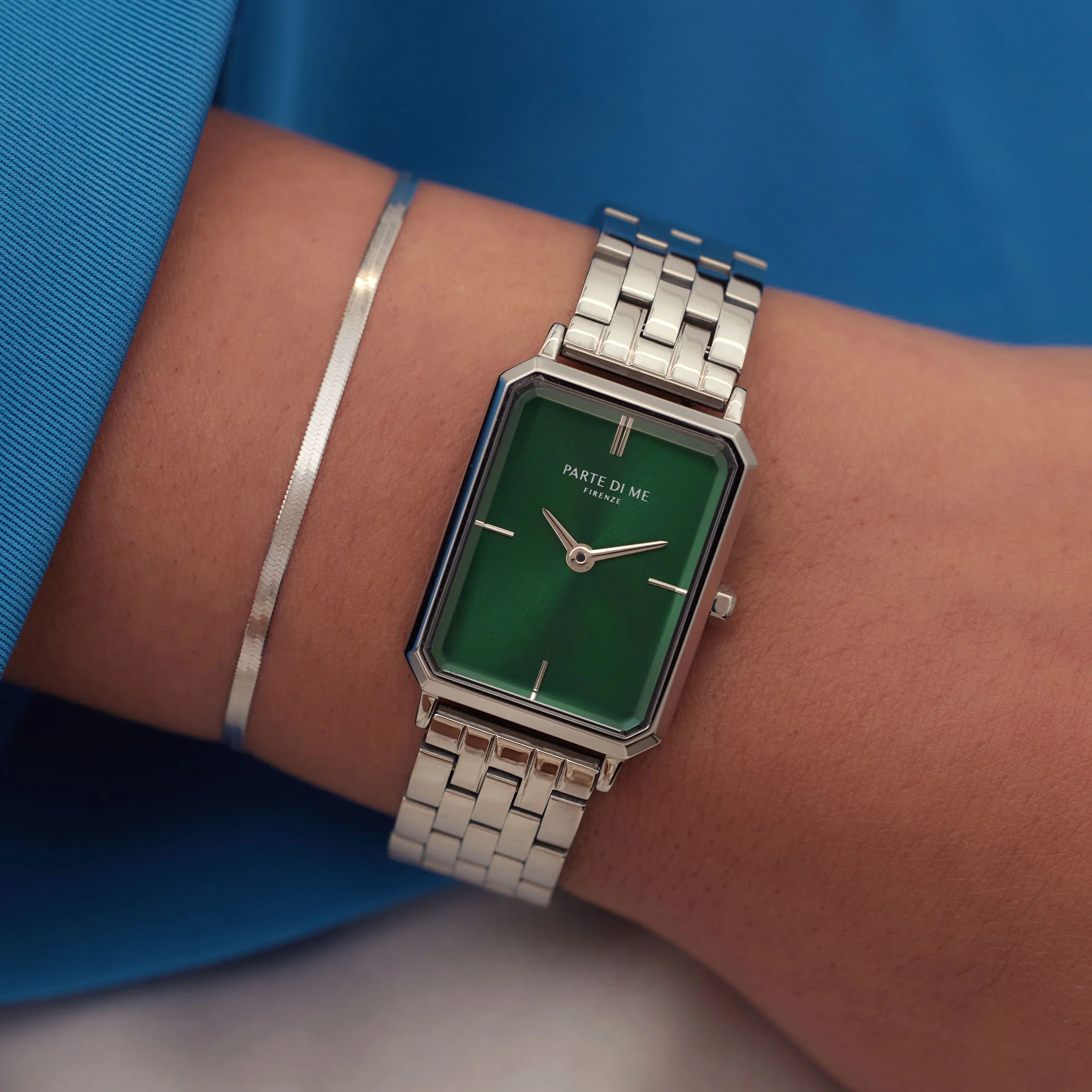 Parte Di Me Orologio Rechthoekig Women'sWatch Silverlcoloured and Green PDM09005 - Image 2