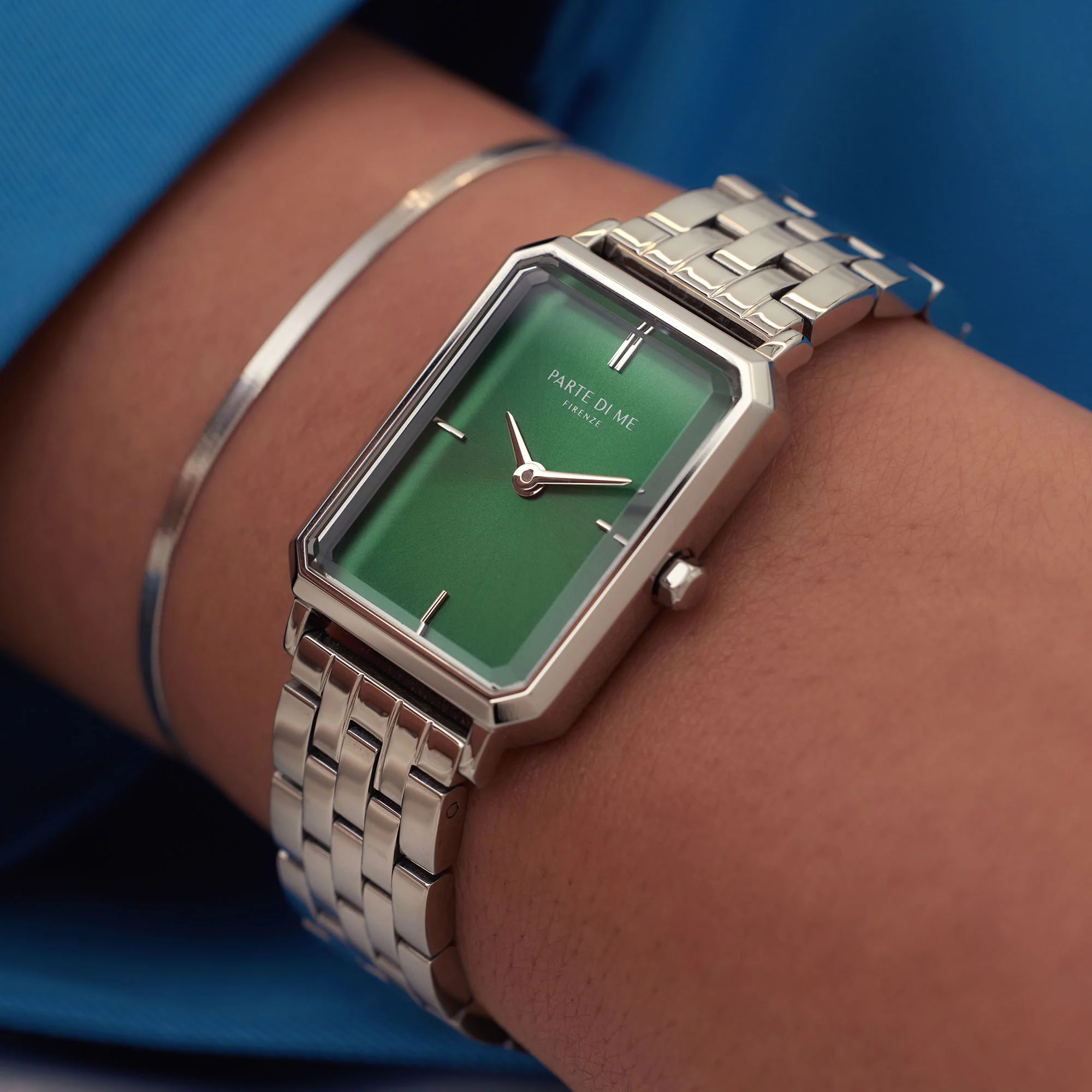 Parte Di Me Orologio Rechthoekig Women'sWatch Silverlcoloured and Green PDM09005 - Image 3