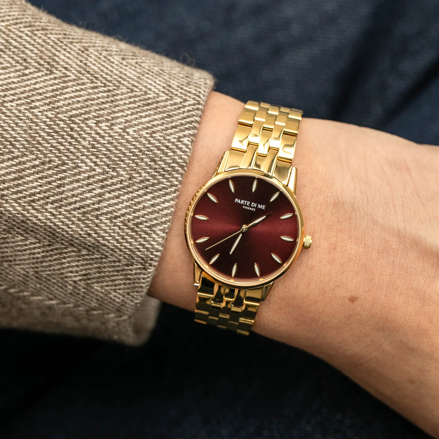 Parte Di Me Orologio round ladies watch gold coloured and dark brown PDM09047 - Image 2