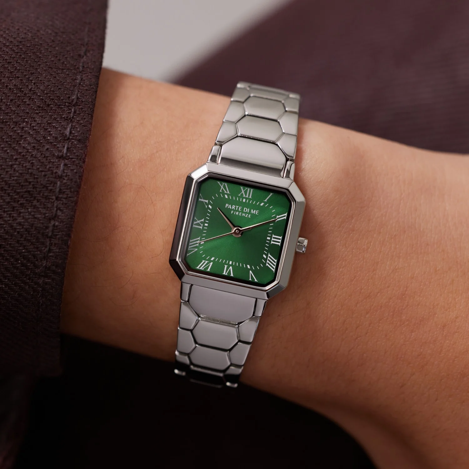 Parte di Me Orologio square ladies watch silver coloured and green PDM09029 - Image 2
