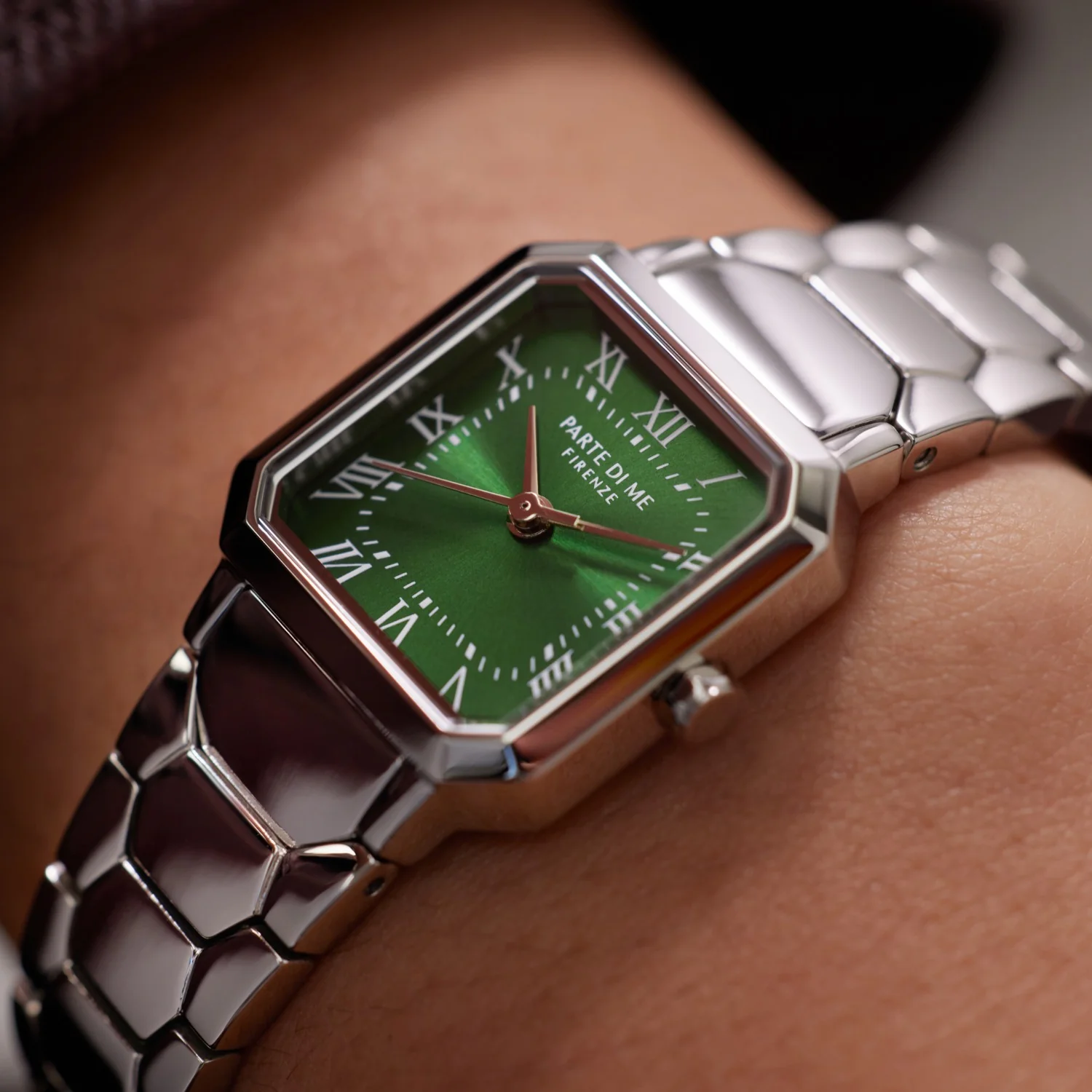 Parte di Me Orologio square ladies watch silver coloured and green PDM09029 - Image 3