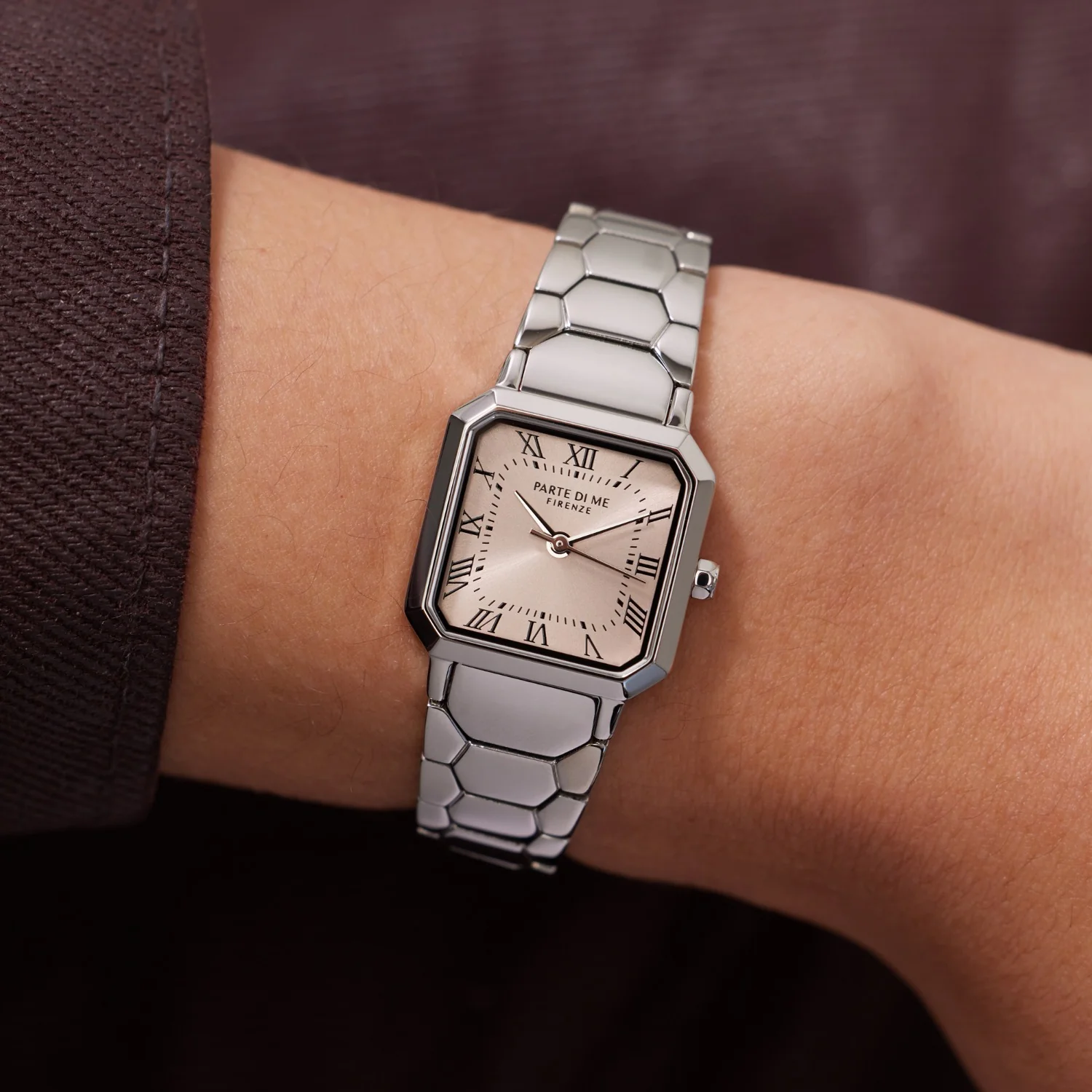 Parte di Me Orologio square ladies watch silver coloured and taupe PDM09028 - Image 2