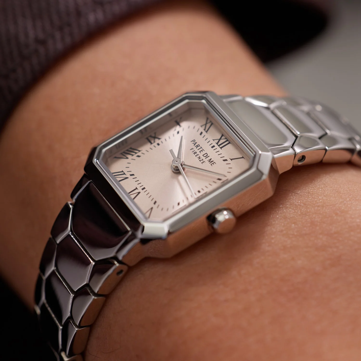 Parte di Me Orologio square ladies watch silver coloured and taupe PDM09028 - Image 3