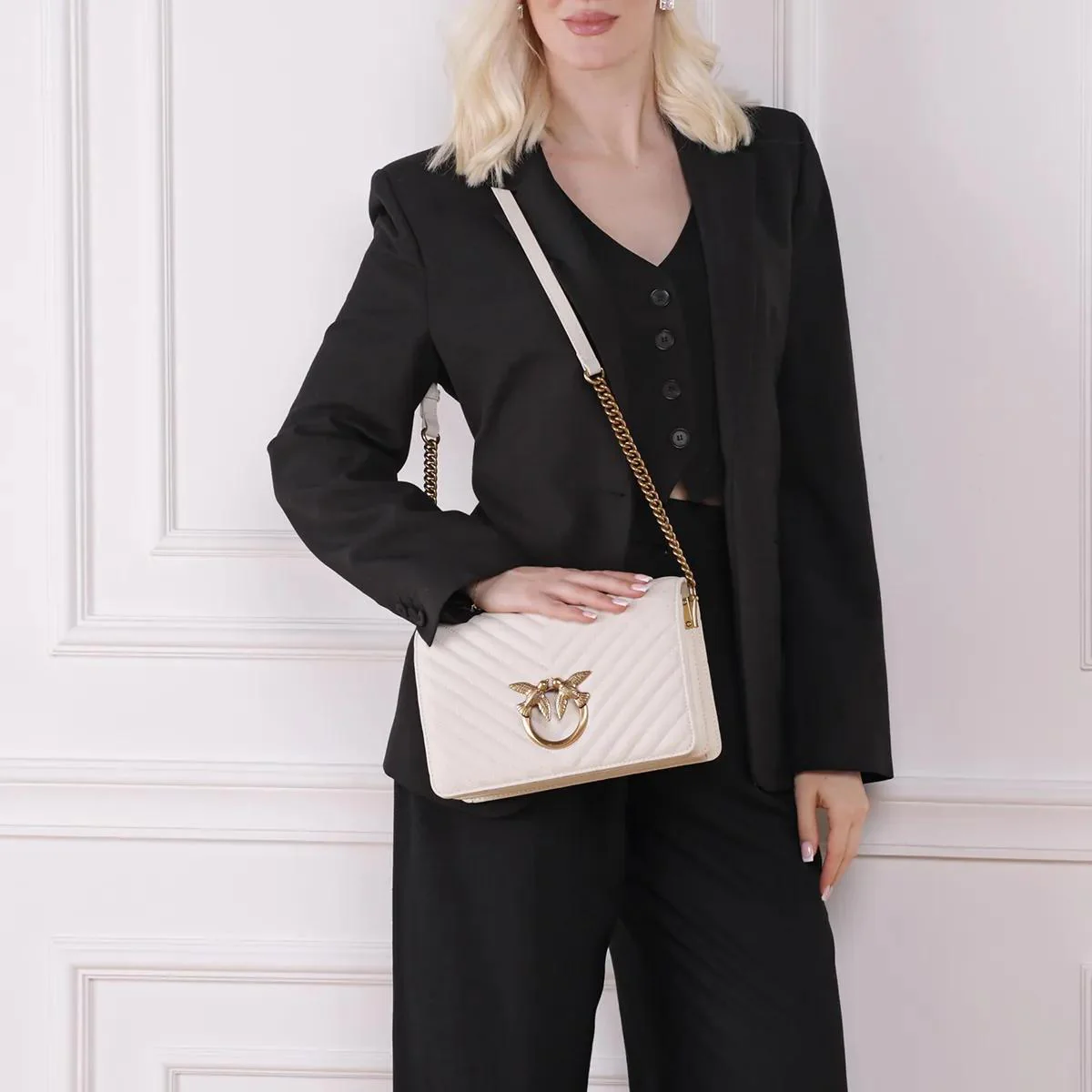 Pinko Cream Crossbody Bag 2001-A0536926 - Image 2