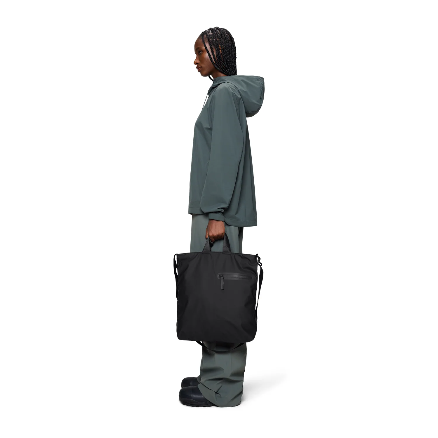 Rains Black Dash Tote Bag R16350-01 - Image 2