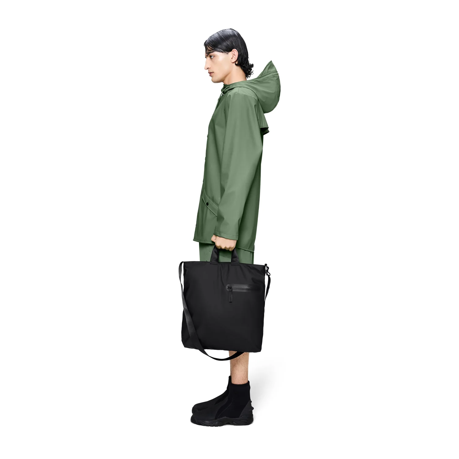 Rains Black Dash Tote Bag R16350-01 - Image 3