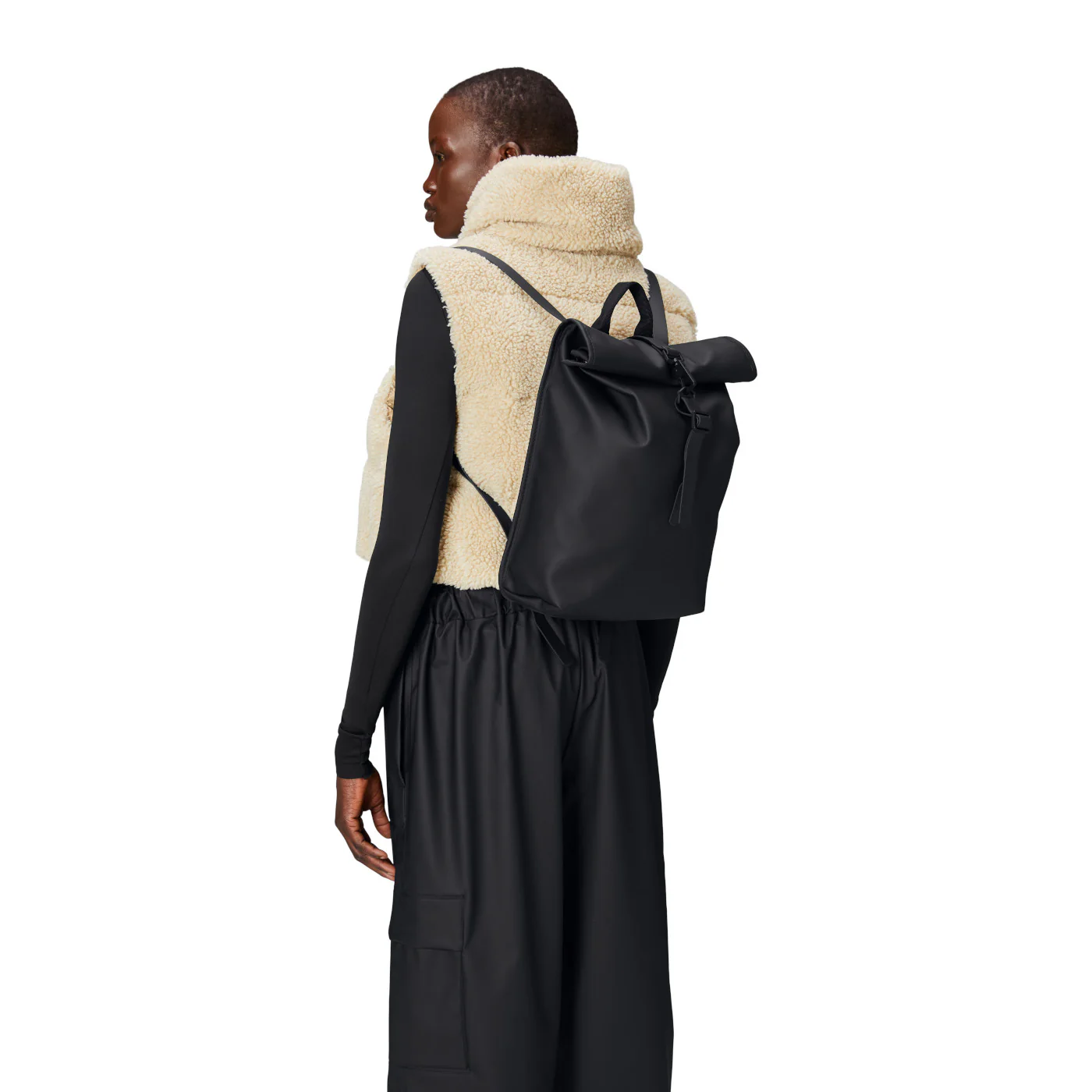 Rains Rolltop Black Backpack R13330-01 - Image 2
