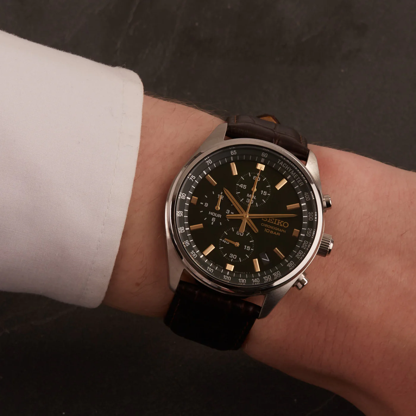 Seiko Chronograph Brown Watch SSB385P1 - Image 2