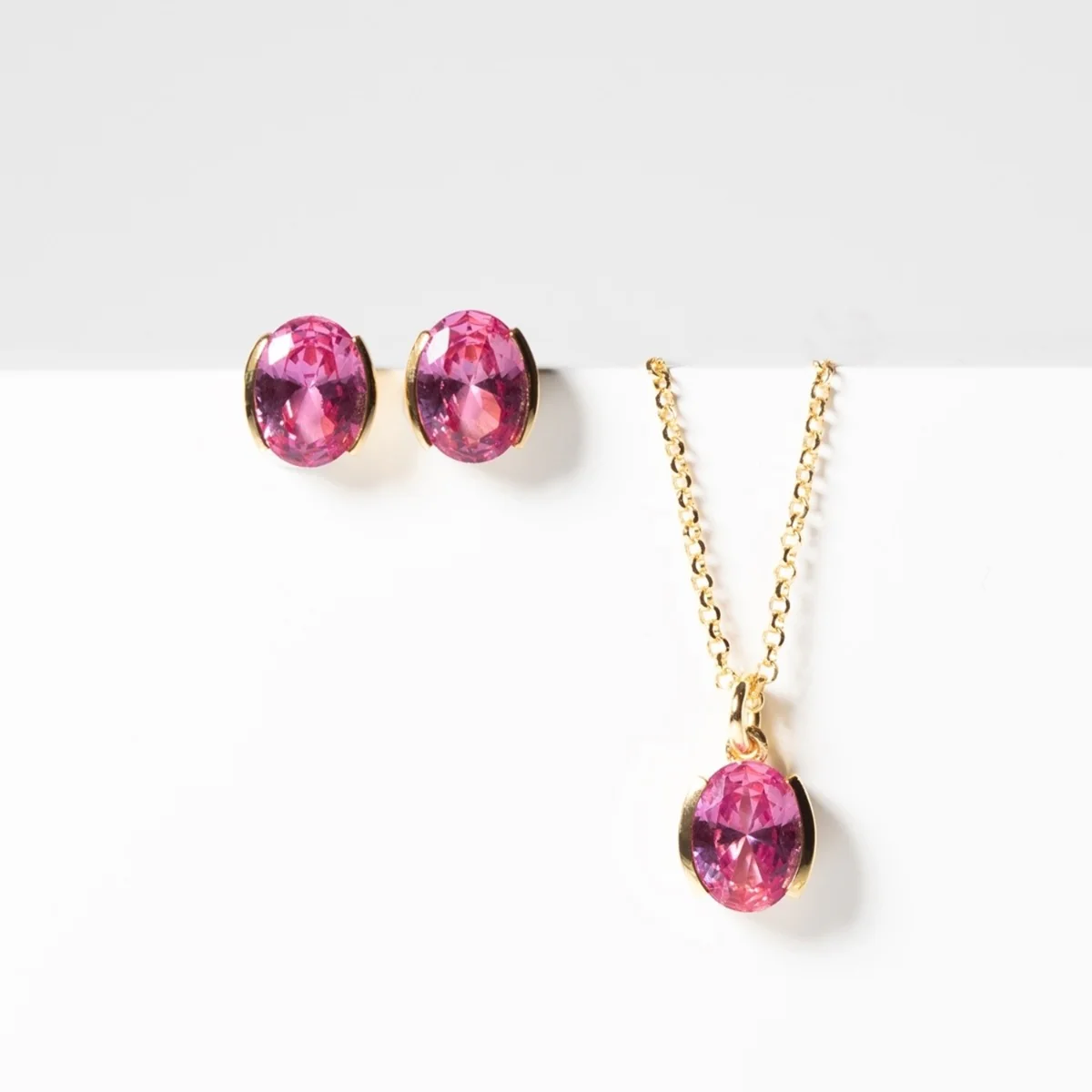 Sif Jakobs Ellisse 14 karat gold plated Necklace SJ-N2353-PKCZ-YG - Image 2