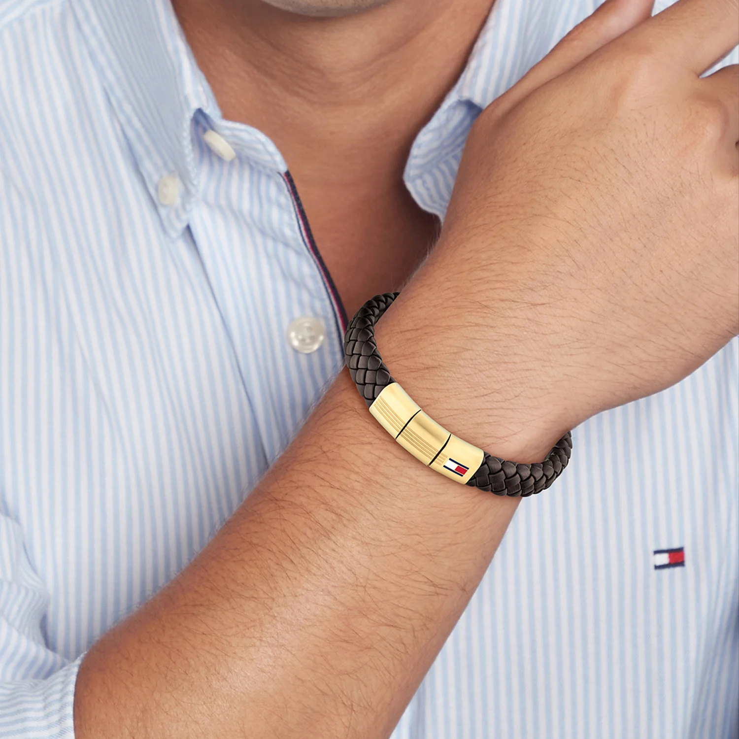 Tommy Hilfiger Leather Bruin Men's Braided Bracelet TJ2790671 - Image 2