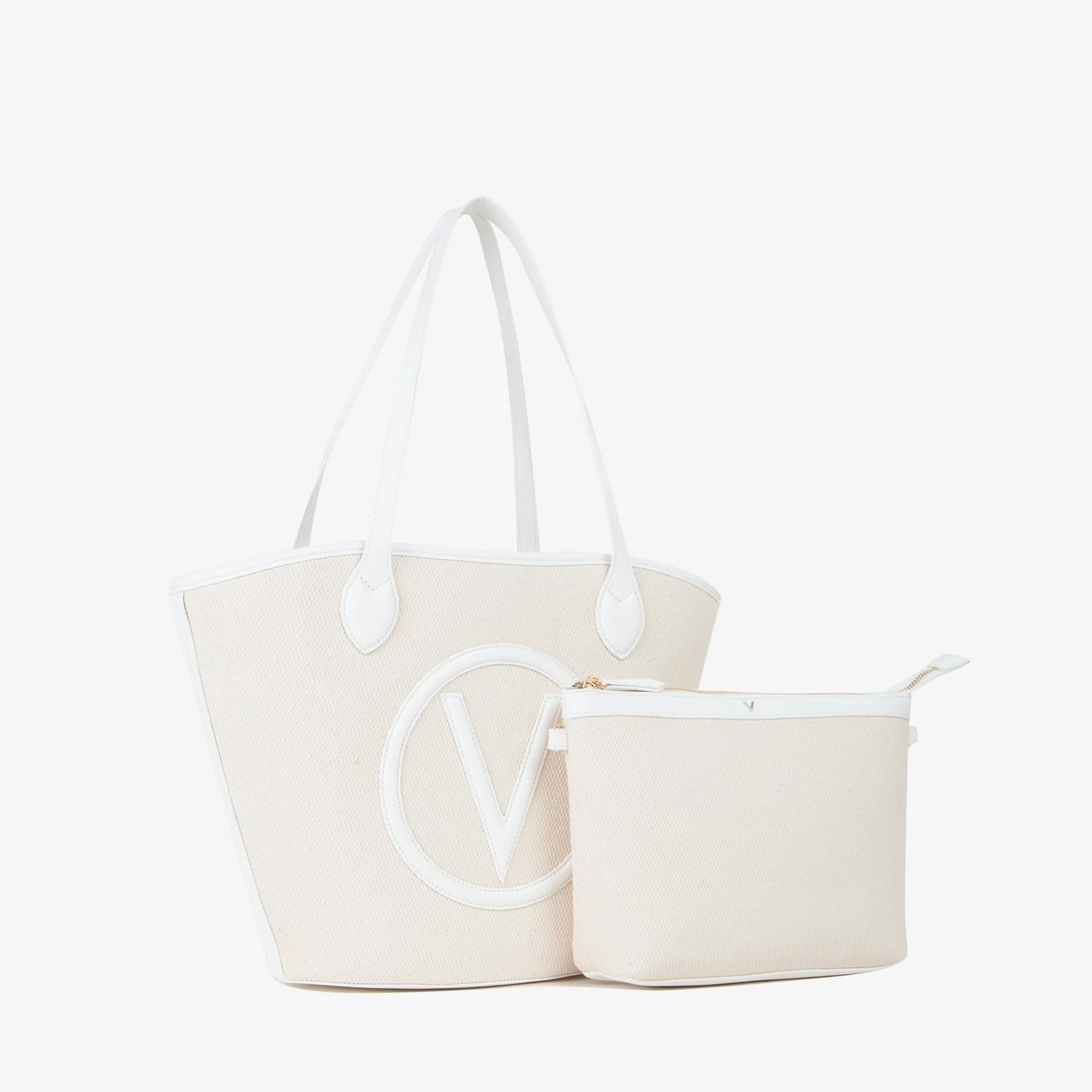 Valentino Bags Covent Beige & White Shopper VBS7QO02CANNATUR/BIANCO - Image 2