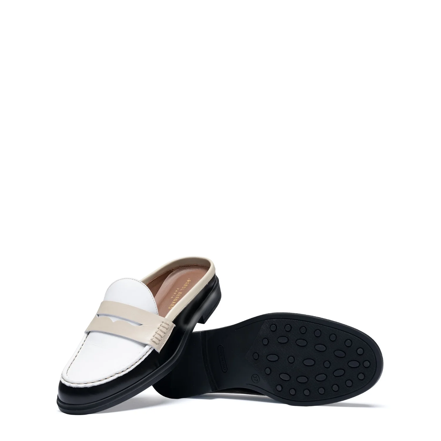 Vendôme Blandine Black And White Calfskin Leather Mules With White Details IB51016-10170-35 - Image 8