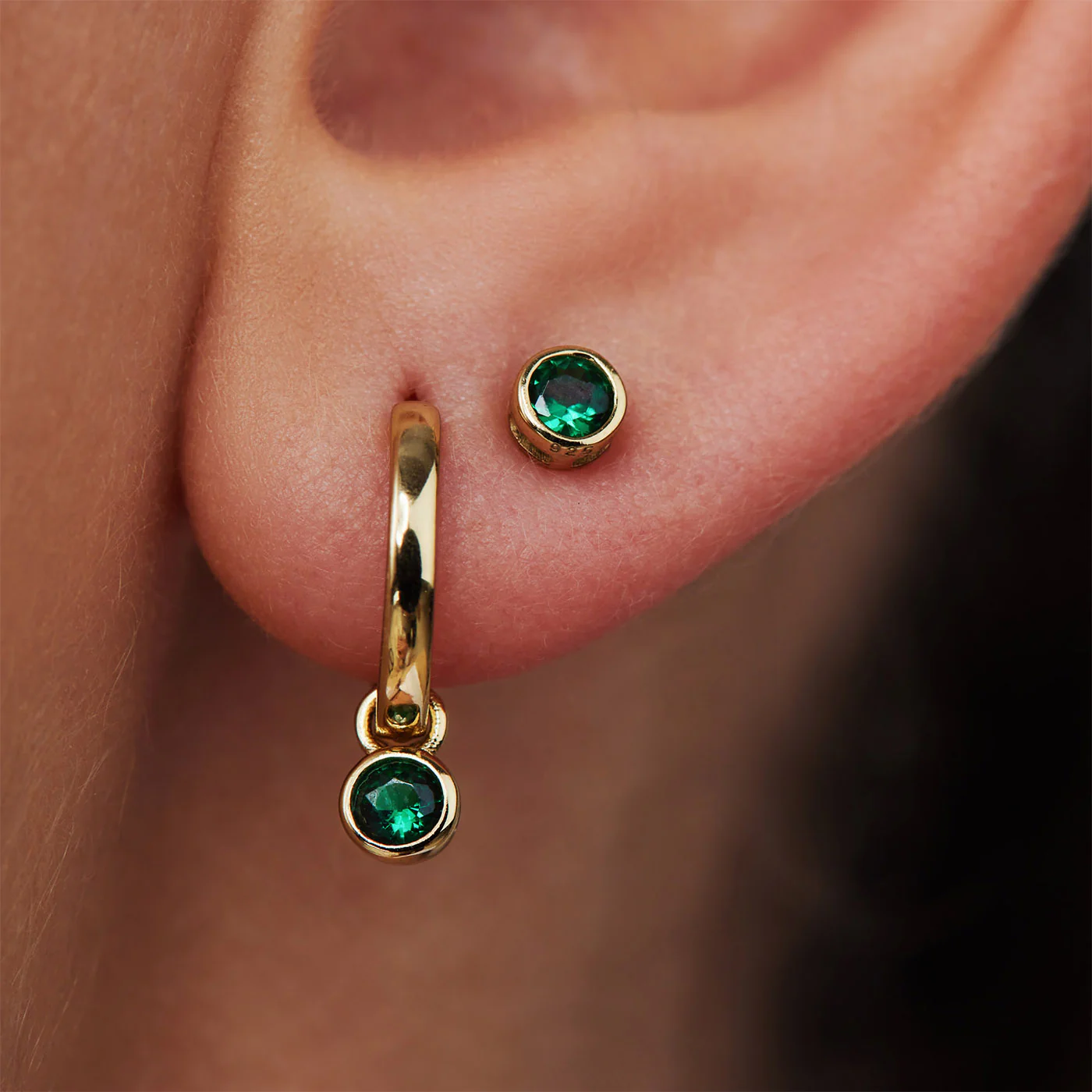 Violet Hamden Venus 925 Sterling Silver Gold-coloured Hoop Earrings with Birthstone VH360015-JUL - Image 2