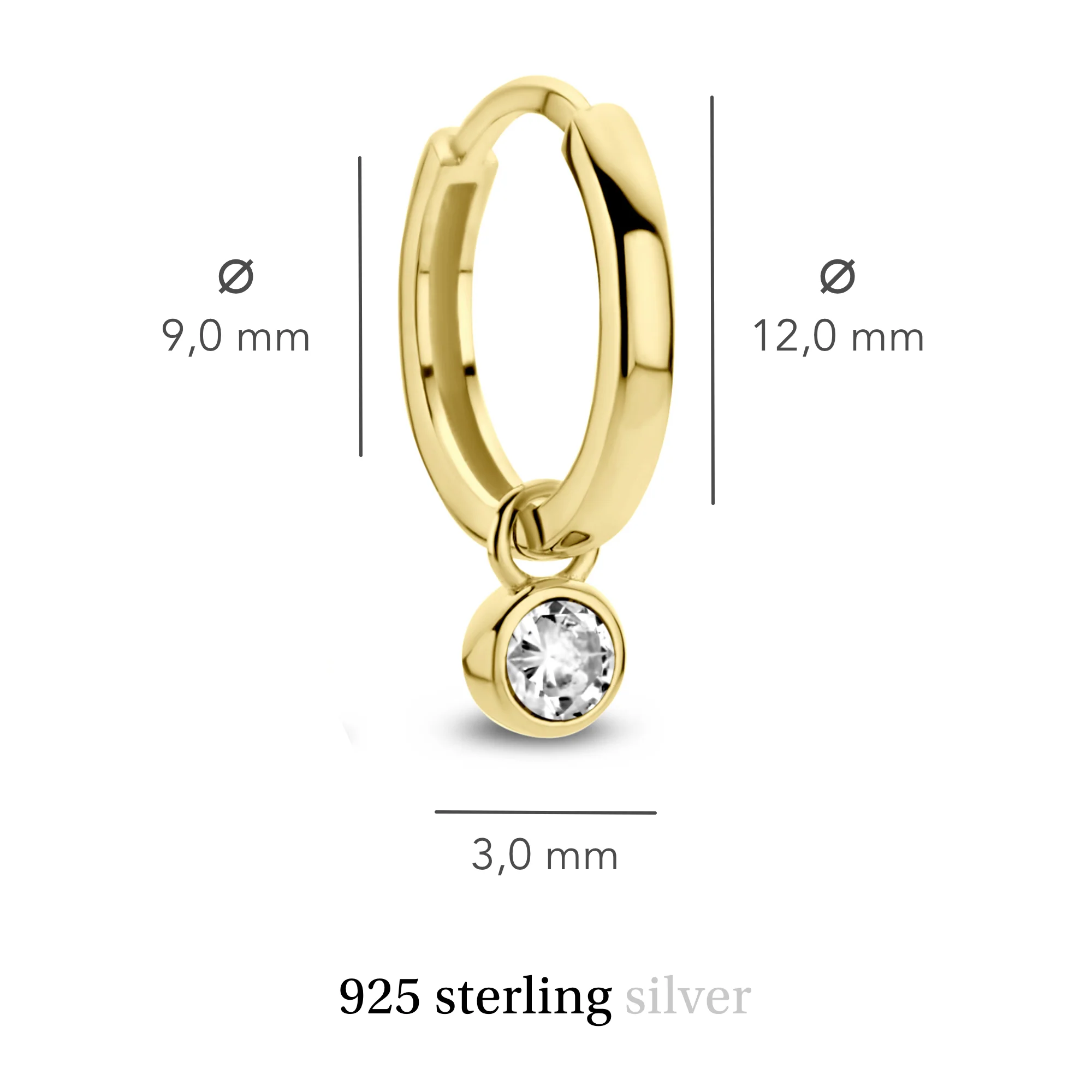 Violet Hamden Venus 925 Sterling Silver Gold-coloured Hoop Earrings with Birthstone VH360015-MAR - Image 6