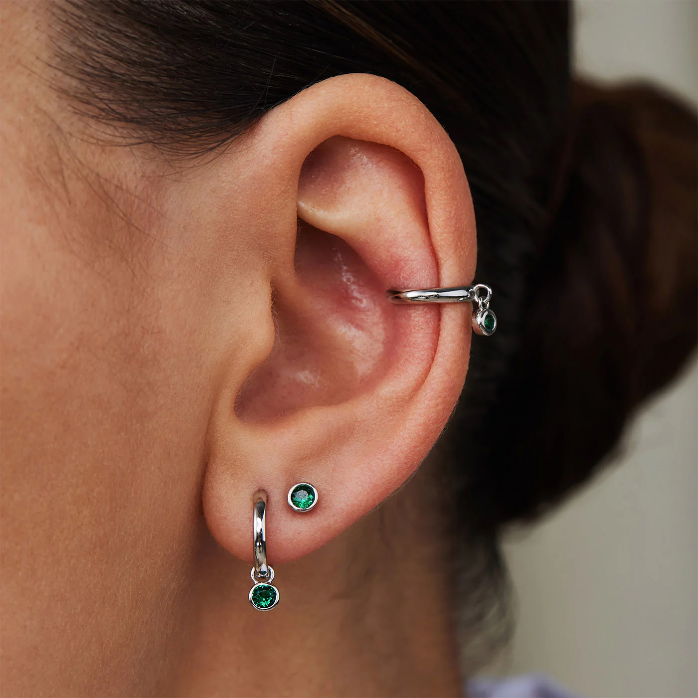 Violet Hamden Venus 925 Sterling Silver Hoop Earrings with Birthstone VH360014-MAR - Image 2