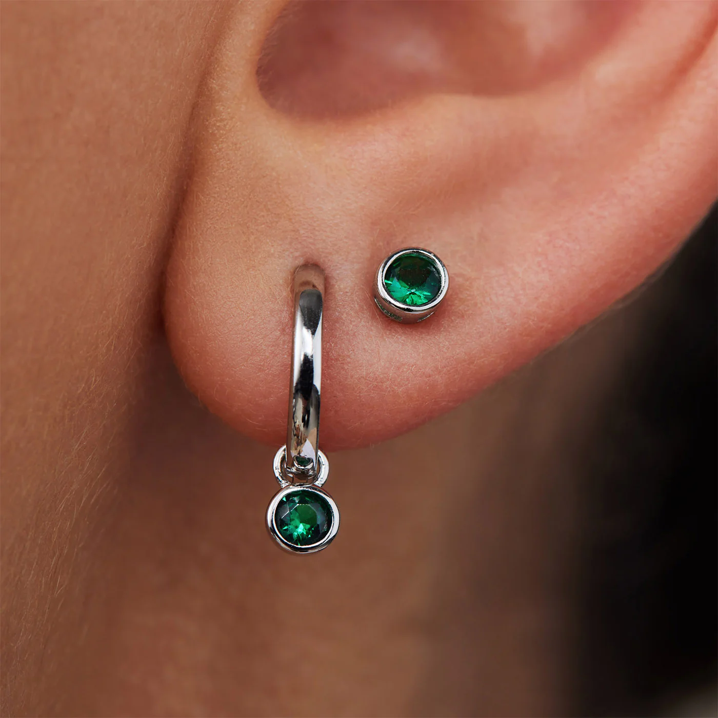 Violet Hamden Venus 925 Sterling Silver Hoop Earrings with Birthstone VH360014-MAR - Image 3