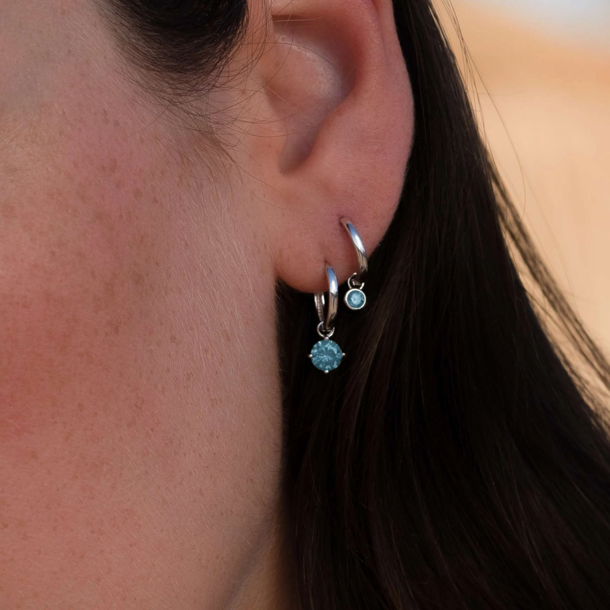 Violet Hamden Venus 925 Sterling Silver Hoop Earrings with Birthstone VH360014-MAR - Image 4