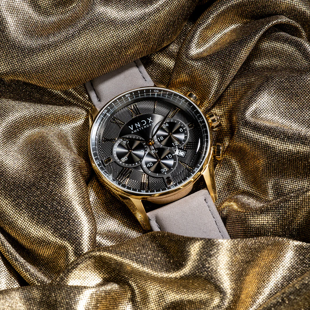 VNDX The Chief Gold Leder Grey Men's Watch 2003-LD33056-16 - Image 4