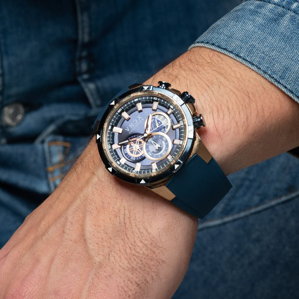 VNDX Young Rebel Big Brother Rose Gold Blue Men's Watch 2003-LR33049-03 - Image 3